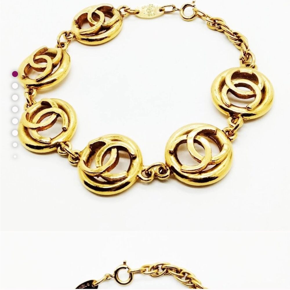 CHANEL  1982 Vintage Gold  plated Interlocking C Bracelet